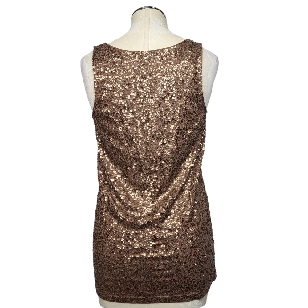J. Crew Brown Sequin Scoop Neck Cotton Linen Modal Tank Top M - Picture 6 of 9